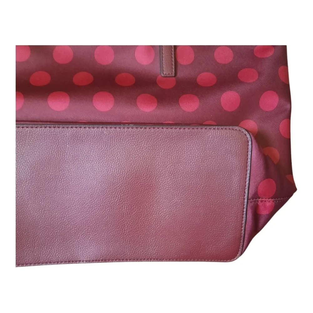 Kate Spade Hayden Blackberry Nylon Leather Polka Dot Top Zip Tote Purse K4871